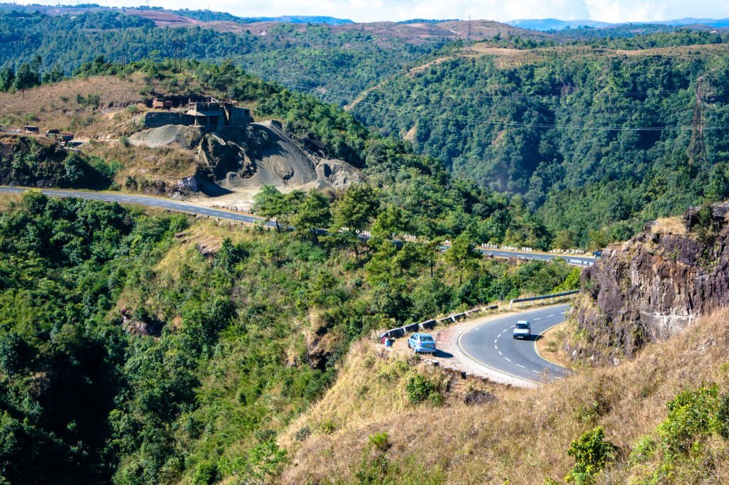 Curvy road on the mountains of Cherrapunjee. road from Shillong to Cherrapunjee in Meghalaya, north east India.