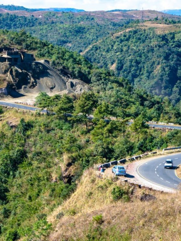 Curvy road on the mountains of Cherrapunjee. road from Shillong to Cherrapunjee in Meghalaya, north east India.